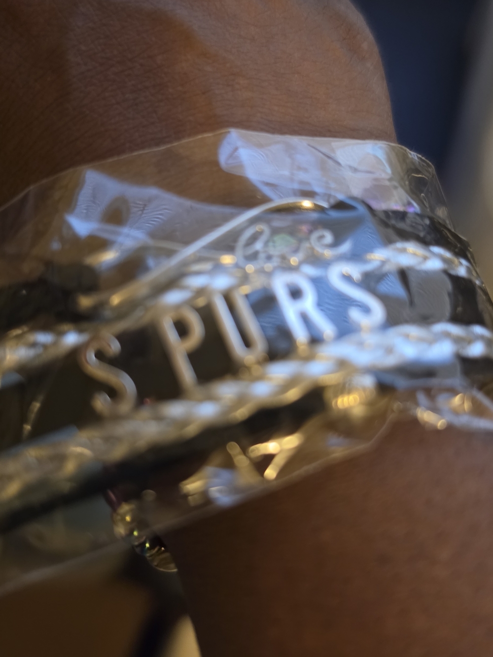 New Spur Silver-Tone Braided Logo Bracelet